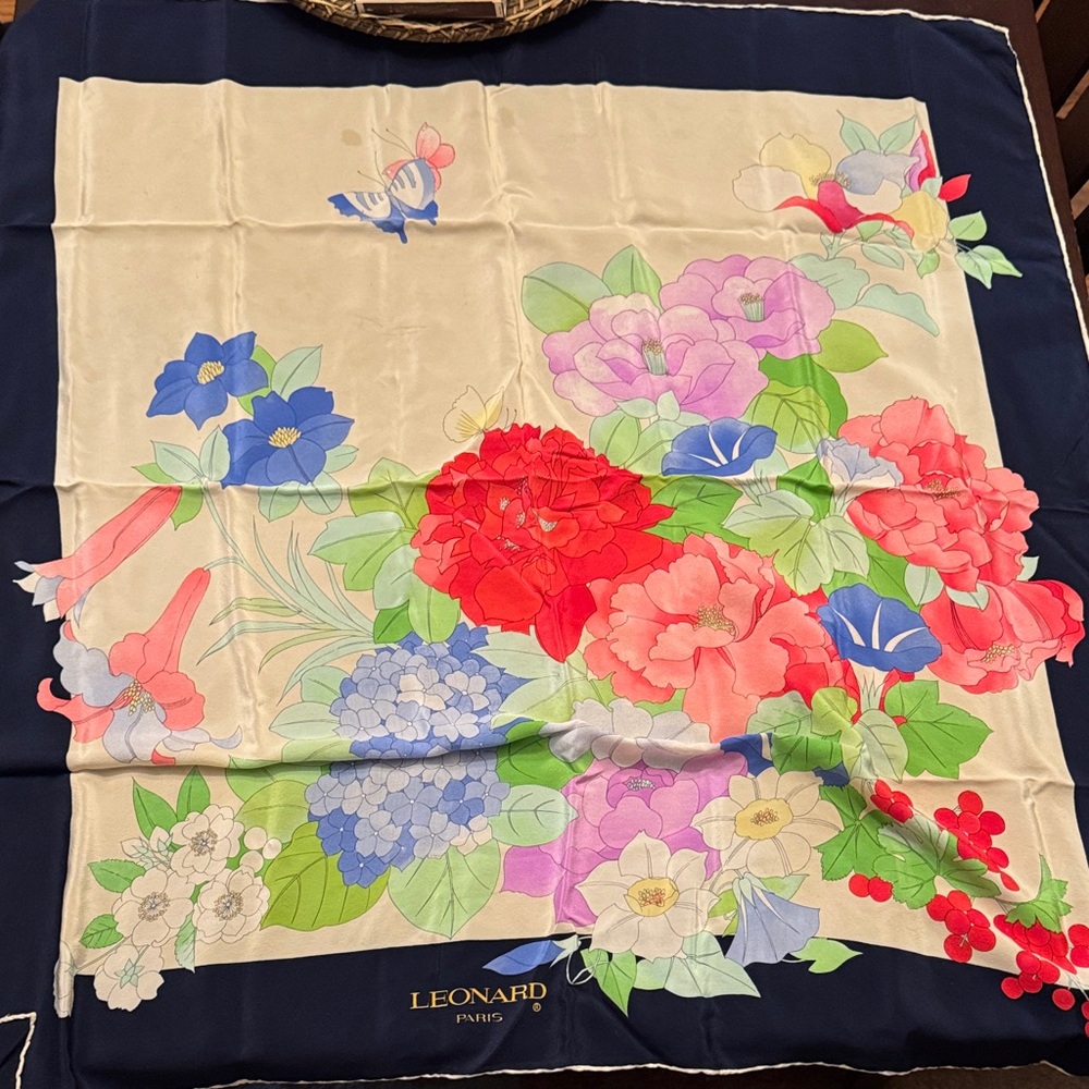 Leonard Paris Floral Silk Scarf - Multicolor